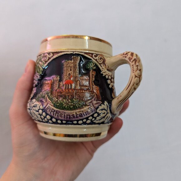 Vintage German Stein Mugs Set of 2 Castles in Germany Beer Wine Glasses - Picture 9 of 15